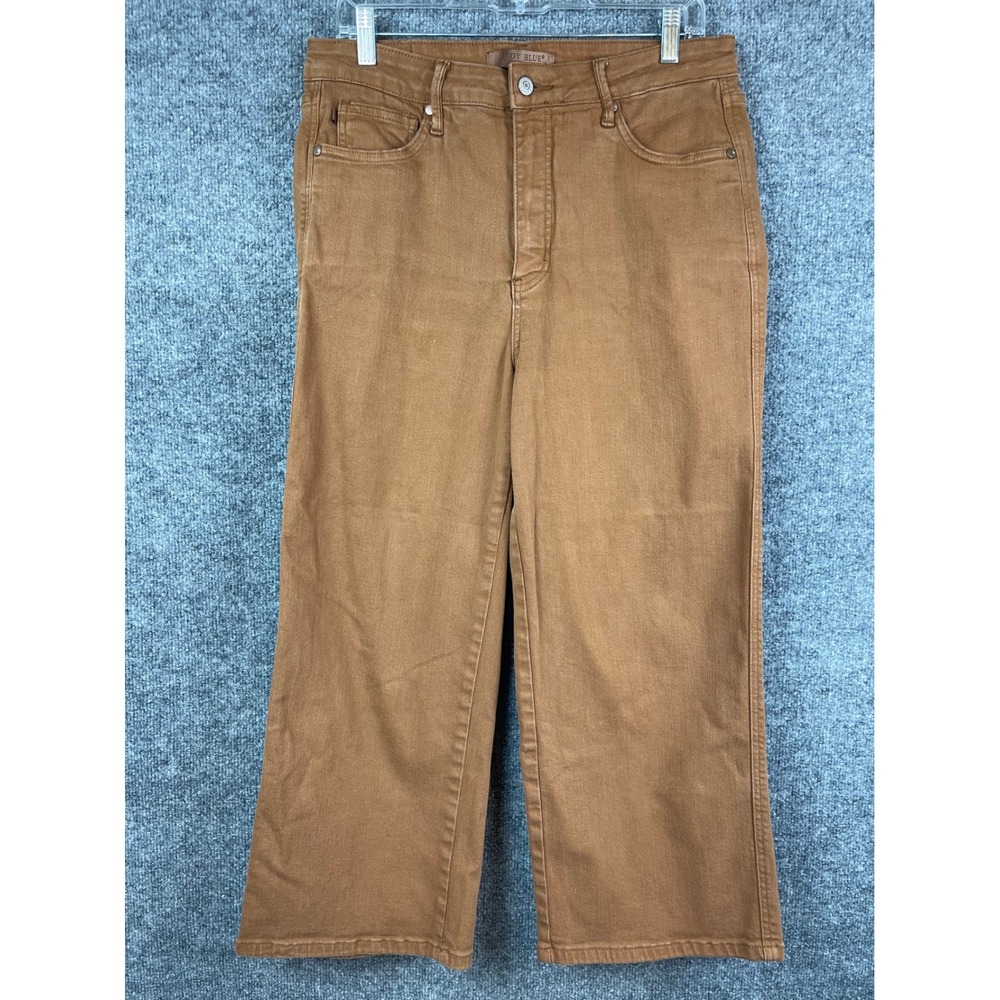 Judy Blue Wide Leg Jeans Womens 16W Brown Excellent High Rise Stretch Denim